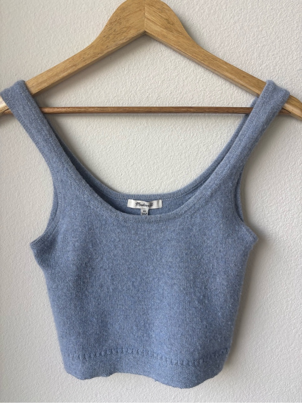 XS Madewell Blue wool & cotton Knit Cropped Tank Top